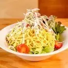 Homemade char siu and green onion ramen salad