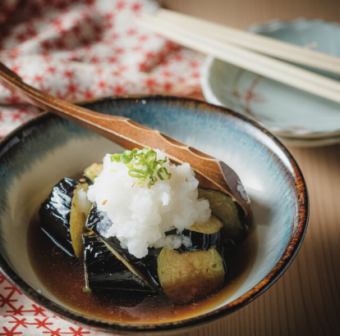 Fried eggplant with lots of sleet