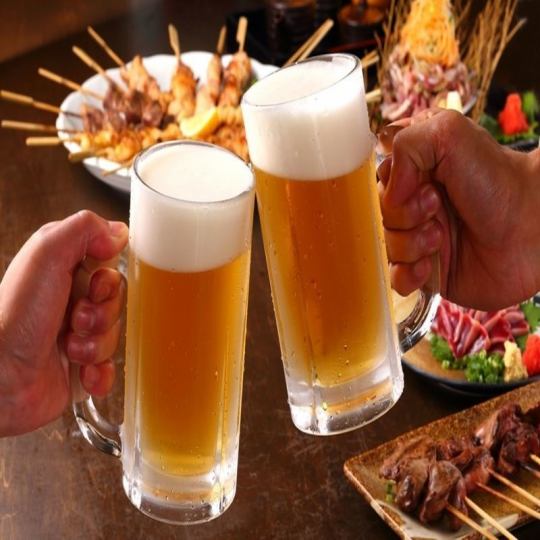 【2時間の単品飲み放題】プレミアムモルツも飲めてLOは20分前！みんなで乾杯を　￥2530（税込）