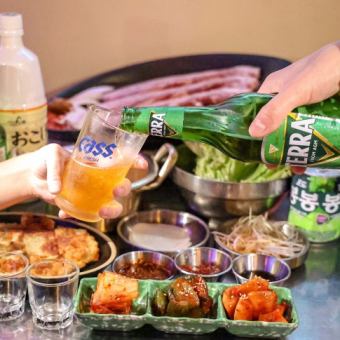 【王道コース】韓国焼酎(ソジュ)も飲み放題!!常連さんにおすすめ★2H飲放付3850円