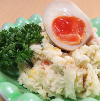 Soft-boiled egg and potato salad