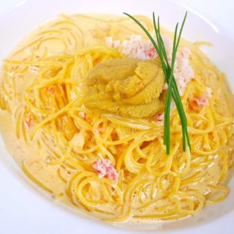 Sea urchin and snow crab rich cream pasta