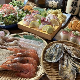 [3/1~]濱燒套餐、小沙丁魚天婦羅等9道菜2小時無限暢飲套餐5,500日圓（含稅）