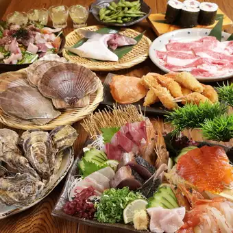 Perfect for a luxurious banquet! Includes 10 dishes such as a 5-kind sashimi platter and beef brisket, plus 2 hours of all-you-can-drink! [Luxury Banquet Course] 6500 yen (tax included)