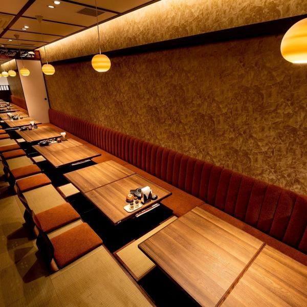 【◆◇夜だけじゃない!!ランチの定職も大人気♪◇◆】人気の掘りごたつ席は最大28名様までご着席可能です(20名様以上は貸切もOK)歓迎会・送別会といった各種ご宴会や、女子会・ママ会などにぴったり♪足をゆったり伸ばしてくつろげますので、ご高齢の方やお子様連れのご家族も安心です◎