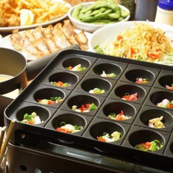 [120 minutes all-you-can-drink draft beer included★] Takoyaki party course 3,300 yen (3,630 yen including tax)