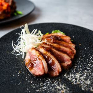 Rare grilled duck
