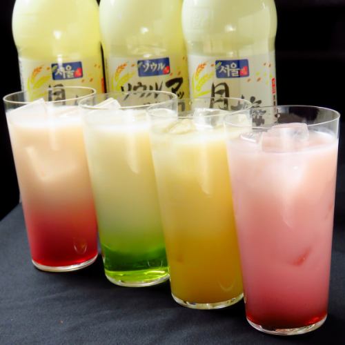 Makgeolli cocktail with cute colors and easy to drink