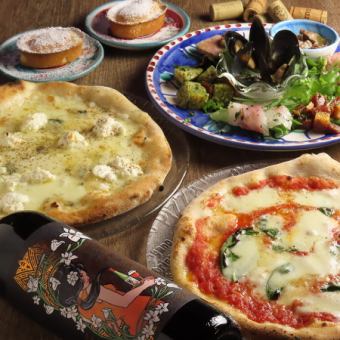 <December limited course> Appetizer platter, 2 types of pizza, meat dish ◇ 90 minutes of all-you-can-drink draft beer included 6000 yen ⇒ 5500 yen!