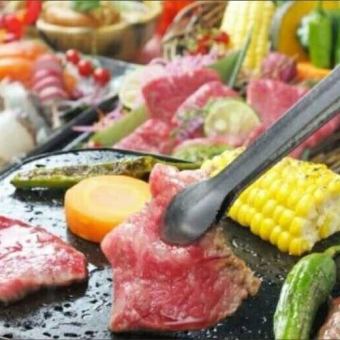 名物!黒豚・地鶏・和牛の溶岩焼を堪能♪全8品!『溶岩焼きコース』2時間飲み放題付