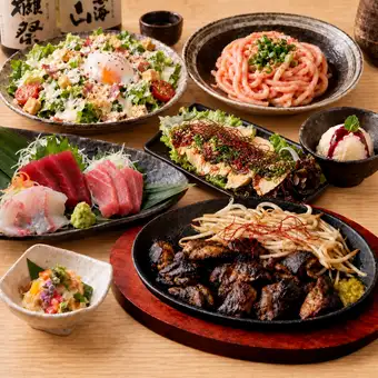 ■2-Hour All-You-Can-Drink "Easy Satisfaction Course": Sashimi Platter, Drooling Chicken, Mentaiko Udon (7 dishes total) ¥4,500 ⇒ ¥3,500