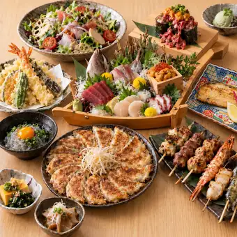 ■3-hour all-you-can-drink with draft beer: "Luxurious Seafood Course" including tempura, Hamana Lake sashimi, and sea urchin sushi (10 dishes total) ¥7,500 ⇒ ¥6,500