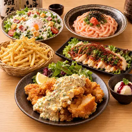 ■2小时畅饮“丰盛套餐”：糖醋鸡南蛮配薯条（共7道菜）¥3,500 ⇒ ¥3,000