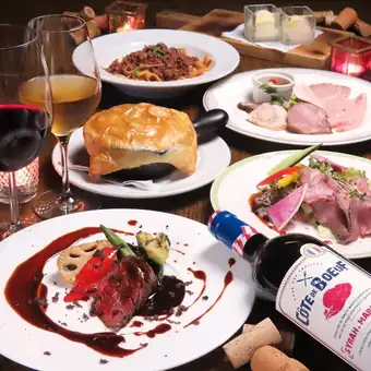 【含2小時暢飲】菜色種類豐富 ◎ 肉類單人套餐：7,000日圓（含稅）