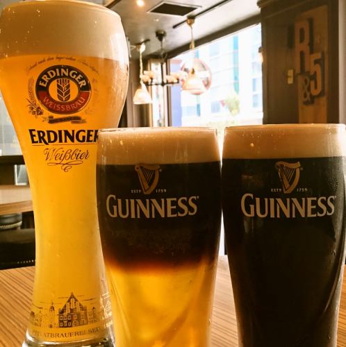 ギネスベストパブ認定本格ビール！ハーフ＆ハーフ等も◎