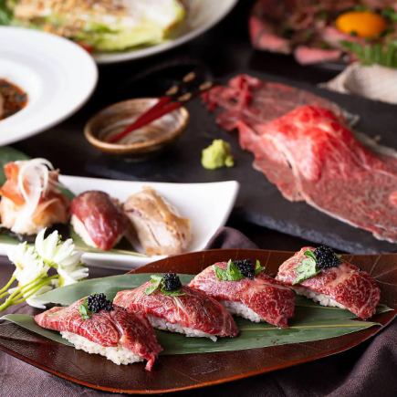 【生ビール付3時間飲み放題】本格焼き鳥&炙り肉寿司食べ放題全26品コース【4200円→3580円】