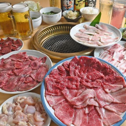 와규 야키니쿠 뷔페 코스 ☆ 5000 엔! 통상 추가 요금의 【무료 음료 무료 지금만! 서비스】 (예약 필요)