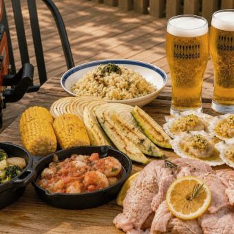 【 期間限定】完全手ぶらでOK！手軽に楽しめる地中海BBQプラン 3500円(税込)ドリンク持ち込みOK