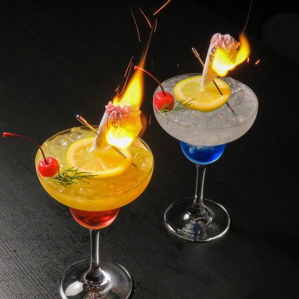 【大人気】18時までご提供のノンアルコールカクテル「燃えるフラワーカクテル」
