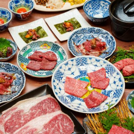 [Ushi Jiro's Seriousness] A full lineup of A5 Kuroge Wagyu beef steaks, six types of specially selected grilled dishes, meat sushi, and clay pot rice!