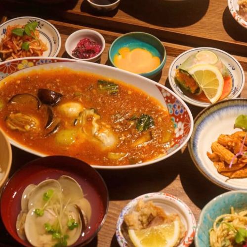 Oyster and eggplant mapo set meal