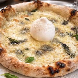 4種チーズと omefarm 非加熱ハチミツ