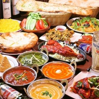 【宴会・忘新年会に◎】2時間８種類フードやカレー/ナン食べ放題＆飲み放題パーティコース◆