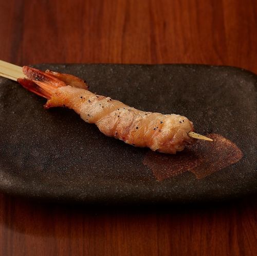 돼지 감기 슈림프 꼬치
