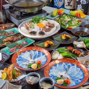 名物とらふぐと地鶏のコース12品10000円(税込)