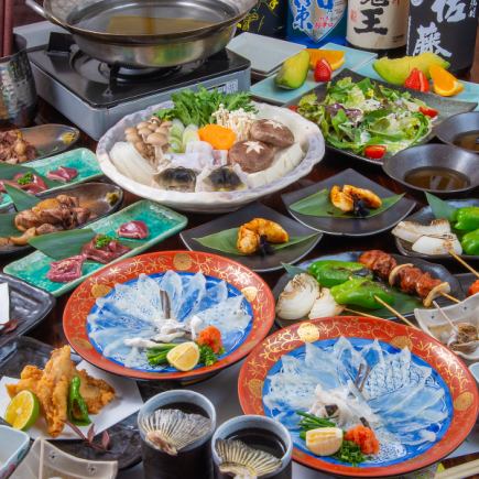 名物とらふぐと地鶏のコース12品10000円(税込)