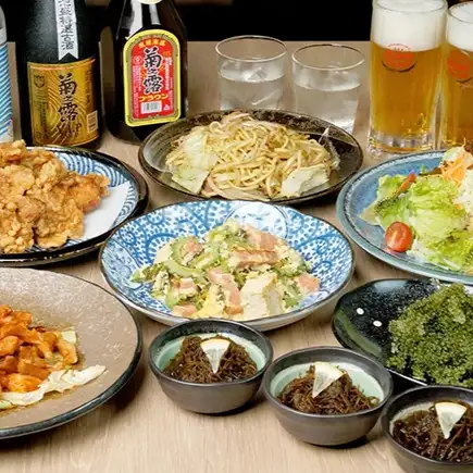 【人気】カチャーシィコース 海ぶどう、沖縄ホルモンなど 全7品 90分飲み放題付き 5280円(税込)