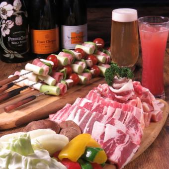 【テラス席限定】3時間飲み放題＆BBQ・お肉・海鮮盛り合わせスペシャルプラン6000円