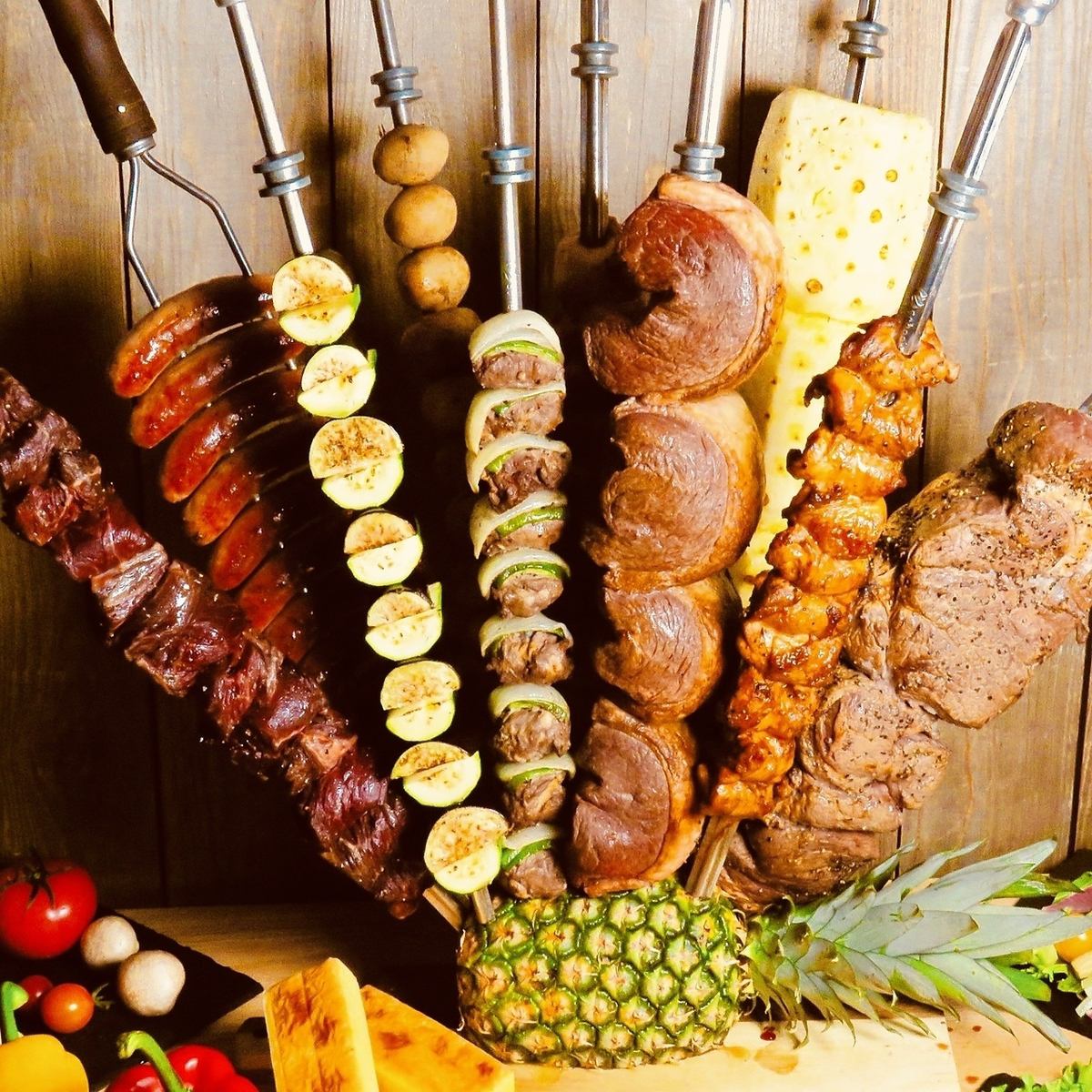 ◇All-you-can-eat churrasco★20 types in total [Variations that allow you to enjoy different flavors are great]