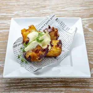 マスカルポーネとはちみつで食べる生さつまいものフリット