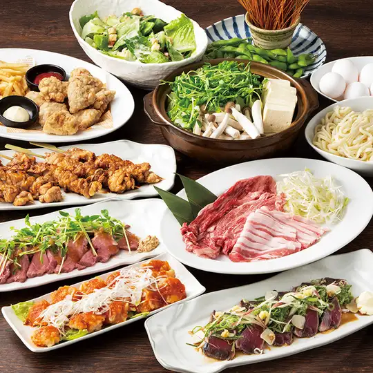 10/1～◇冬宴会コース◇黒毛和牛と霧島黒豚のすき焼き付き♪【2.5H飲み放題付/4500円】  