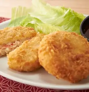 Two crab cream croquettes made with fresh milk from Hokkaido.