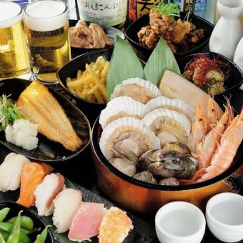 【 ３時間食べ飲み放題 】炉端焼き、寿司、海鮮、焼き鳥すべて食べ飲み放題♪追加料金一切なし!!