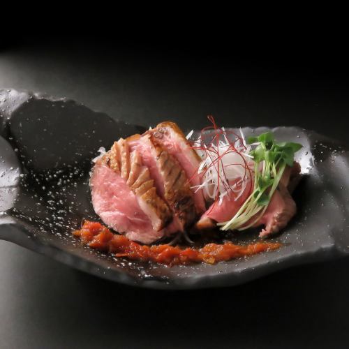 Lava-grilled duck Nanban-style dried tomato