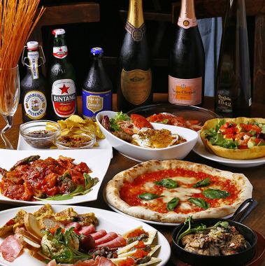 ≪合コンに◎≫2H飲み放題付き★カルパッチョにピザ・パスタ!全7品 3000円!平日は500円OFF!