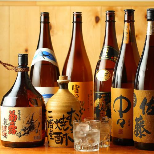 We have a large selection of shochu such as potatoes, wheat, and brown sugar!