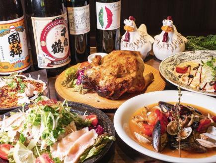 【年末盛大派对】包含我们著名的啤酒罐鸡在内的5道菜，配上生啤和2小时畅饮（4至100人团体均可参加！）