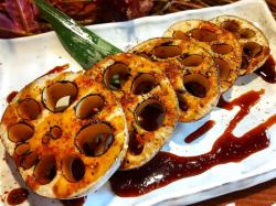 Grilled lotus root with yuzu and shichimi