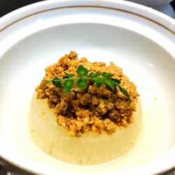 Steamed radish with monkfish liver miso