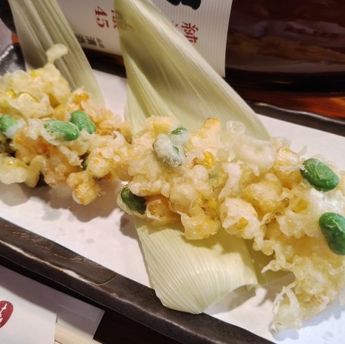 とうもろこしと枝豆のかき揚げ