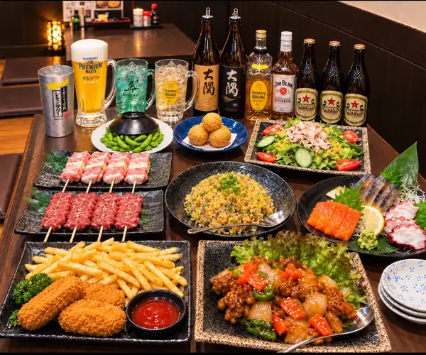 [2.5H All-You-Can-Drink Included] Enjoyment Course ★ Signature Charcoal-Grilled Pork Skewers ★ Homemade Dishes Using Sashimi and Seasonal Ingredients