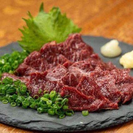 Marbled horse meat sashimi