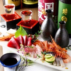 Assortment of five types of sashimi