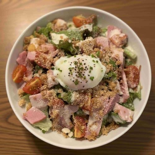 Warm ball Caesar salad