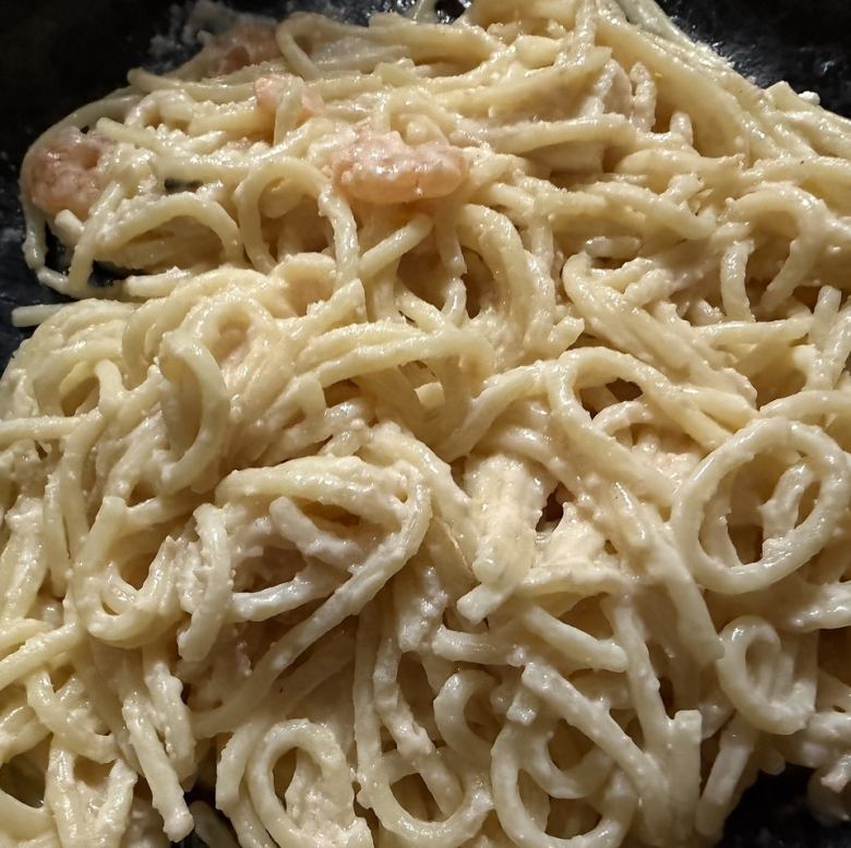 海鮮明太子クリームパスタ