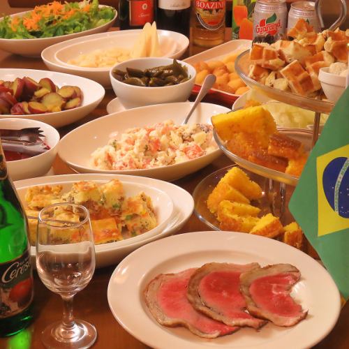 ≪All-you-can-eat 8 types of freshly baked churrasco★Samba lunch course≫